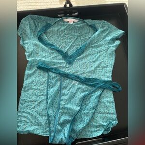Victoria's Secret Teal Lace Chemise & Panty Set